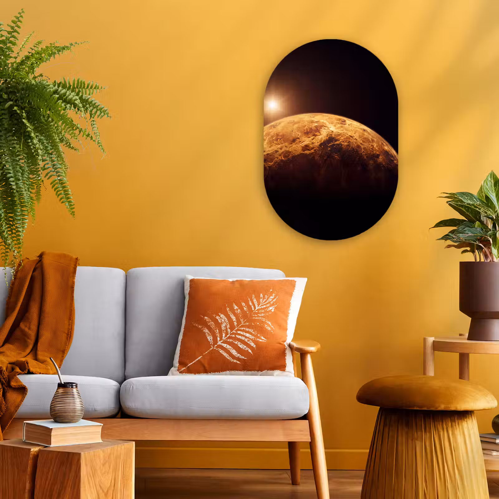 Muurovaal - Kunststof - Planeet - Ruimte - Oranje — 1