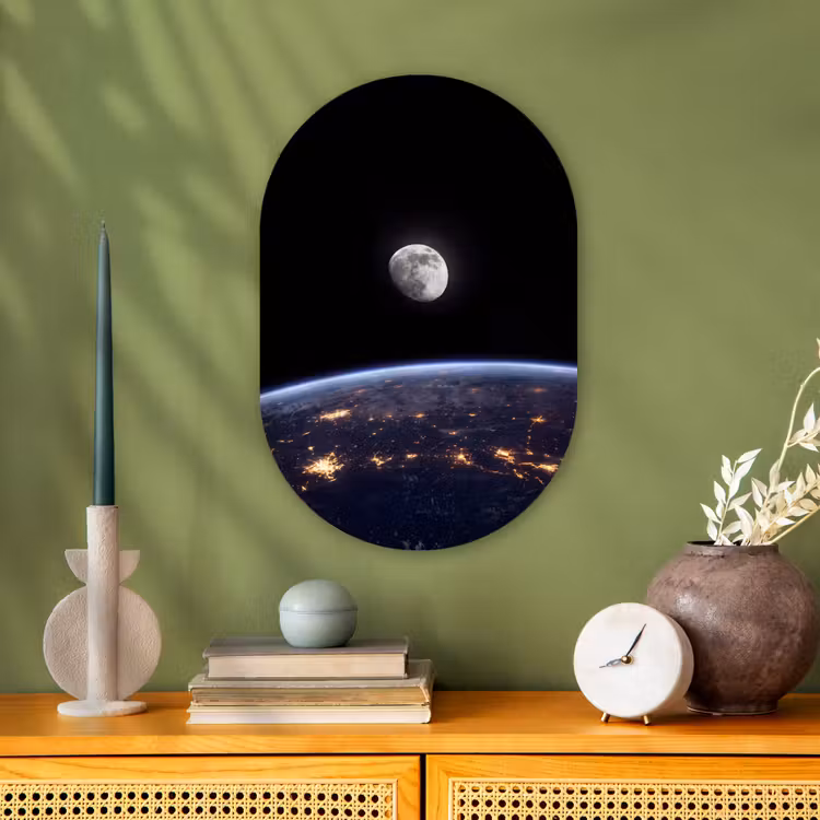 Muurovaal - Kunststof - Aarde - Nacht - Ruimte — 2