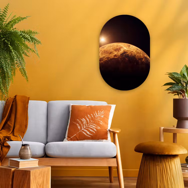 Muurovaal - Kunststof - Planeet - Ruimte - Oranje — 1