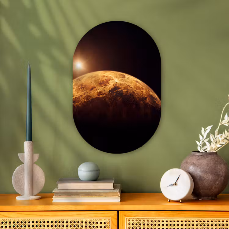 Muurovaal - Kunststof - Planeet - Ruimte - Oranje — 3
