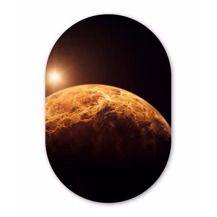 Muurovaal - Glas - Planeet - Ruimte - Oranje — 1