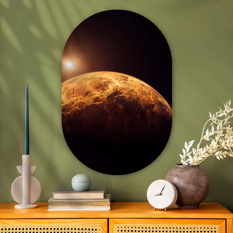 Muurovaal - Glas - Planeet - Ruimte - Oranje — 2