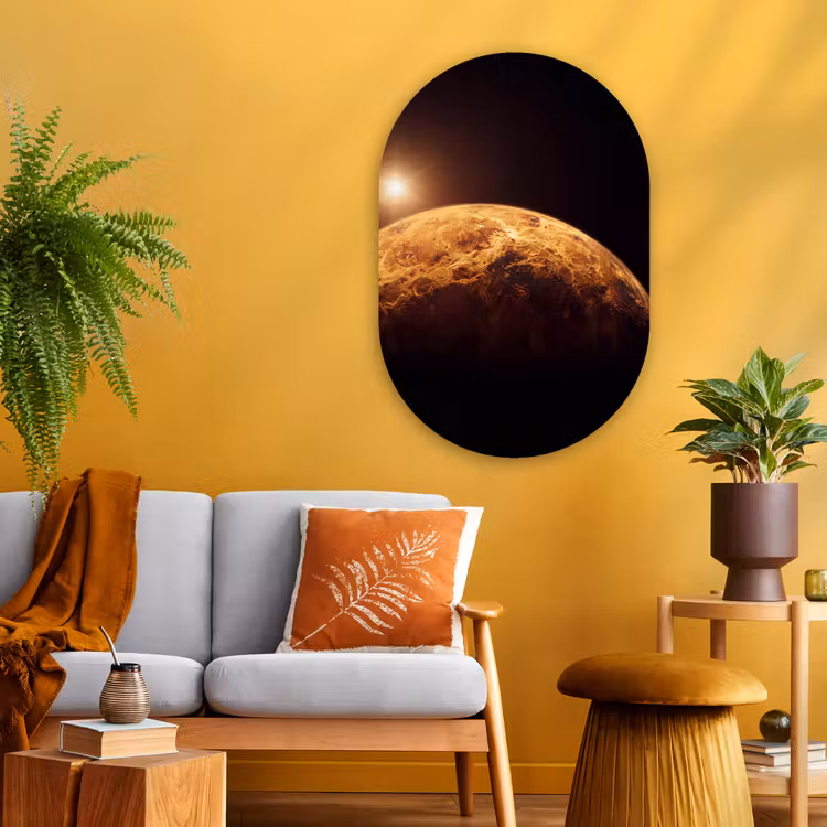 Muurovaal - Glas - Planeet - Ruimte - Oranje — 3