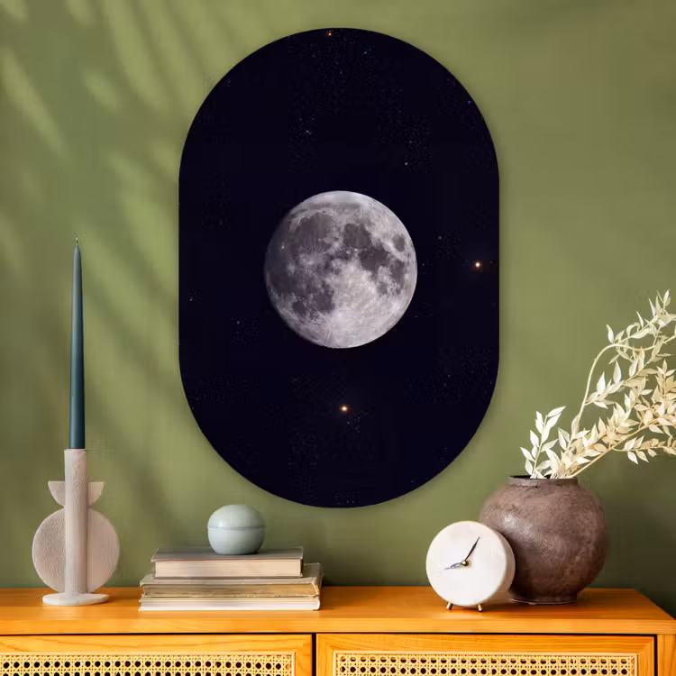 Muurovaal - Glas - Maan - Sterren - Ruimte — 2