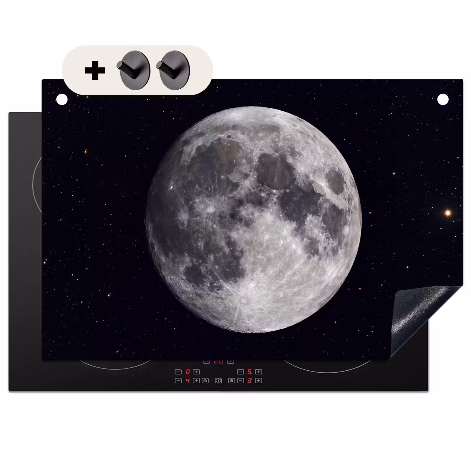 Inductie beschermer en spatscherm (2in1) - Maan - Sterren - Ruimte — 1
