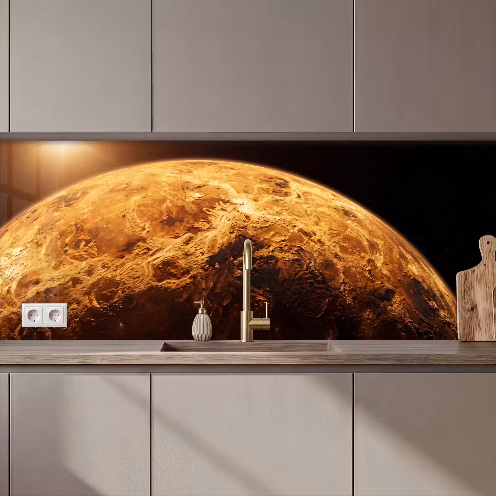 Keuken achterwand - Planeet - Ruimte - Oranje — 1