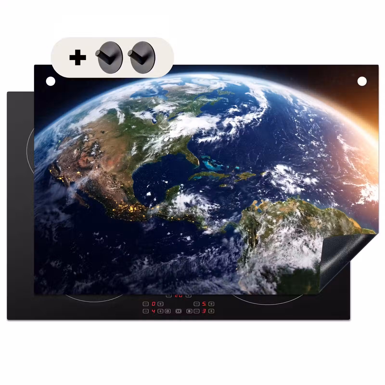 Inductie beschermer en spatscherm (2in1) - Planeet - Ruimte - Kosmos — 1