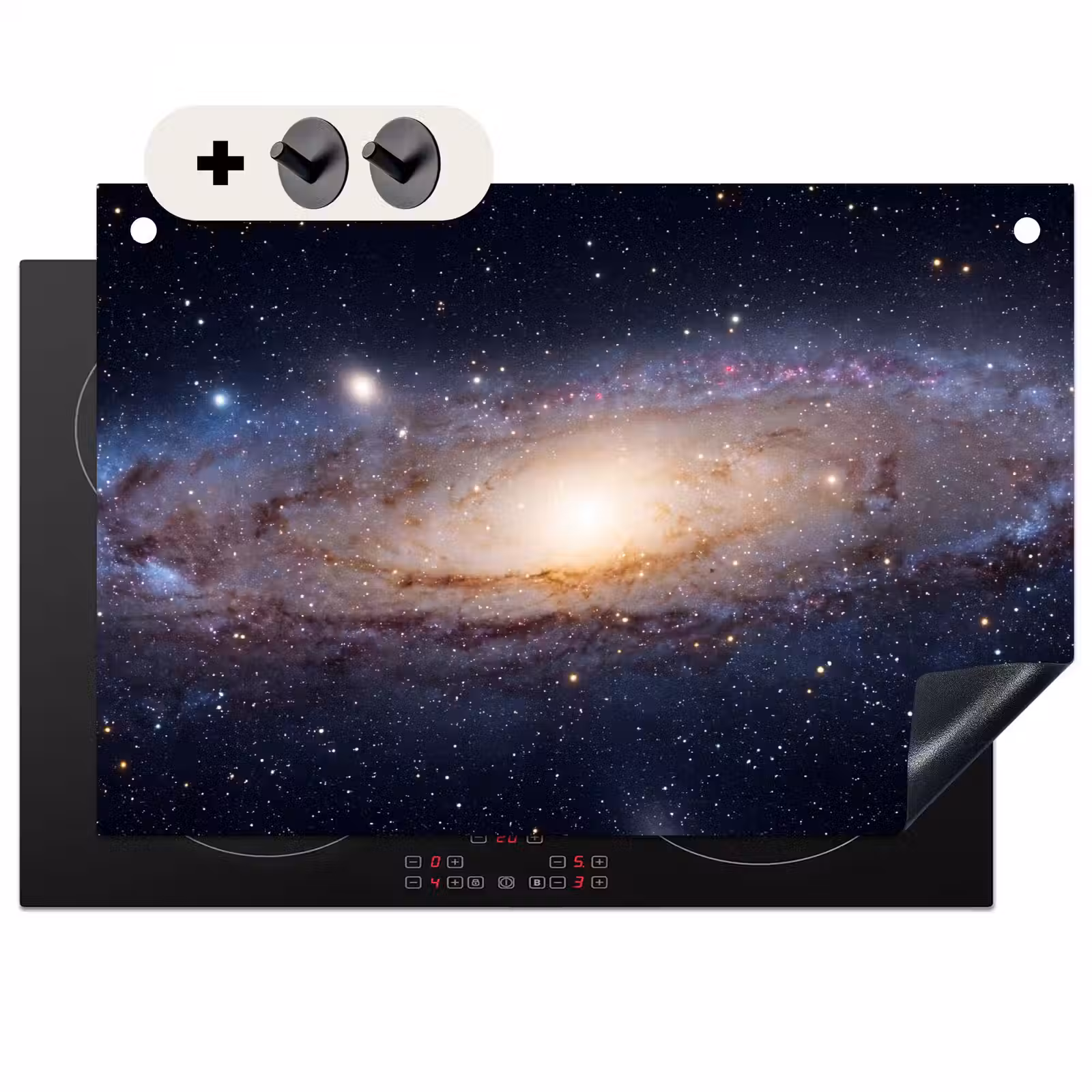 Inductie beschermer en spatscherm (2in1) - Sterrenstelsel - Ruimte - Kosmos — 1