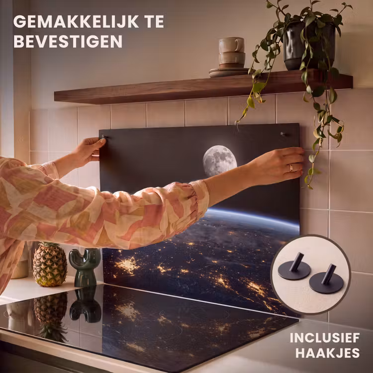 Inductie beschermer en spatscherm (2in1) - Aarde - Nacht - Ruimte — 7
