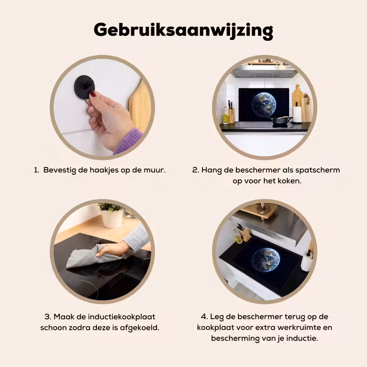 Inductie beschermer en spatscherm (2in1) - Aarde - Ruimte - Kosmos — 6