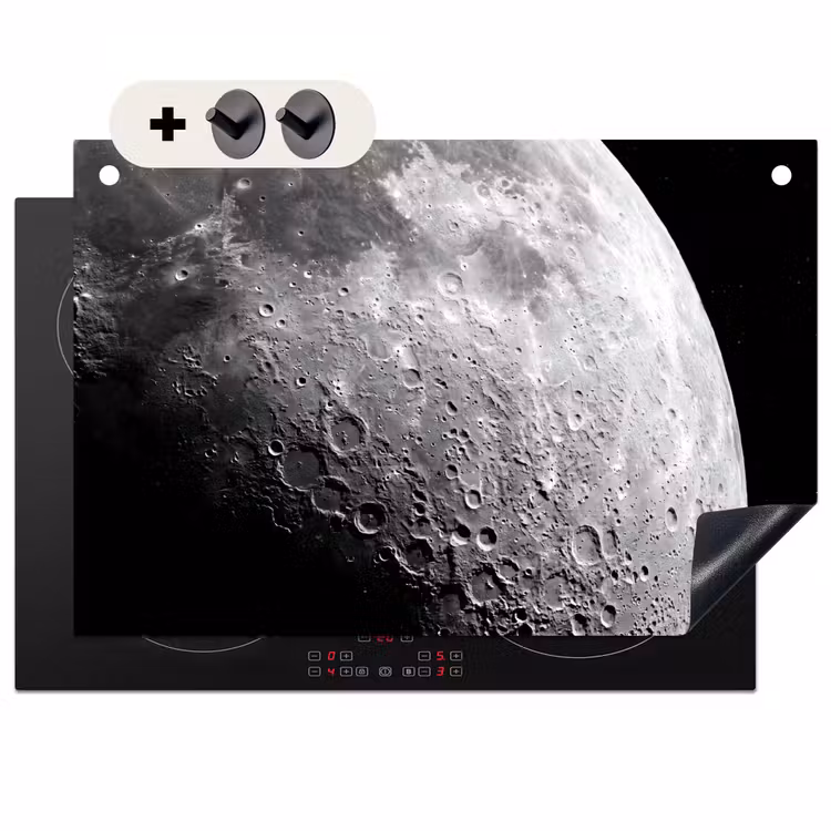 Inductie beschermer en spatscherm (2in1) - Maan - Kraters - Ruimte — 1