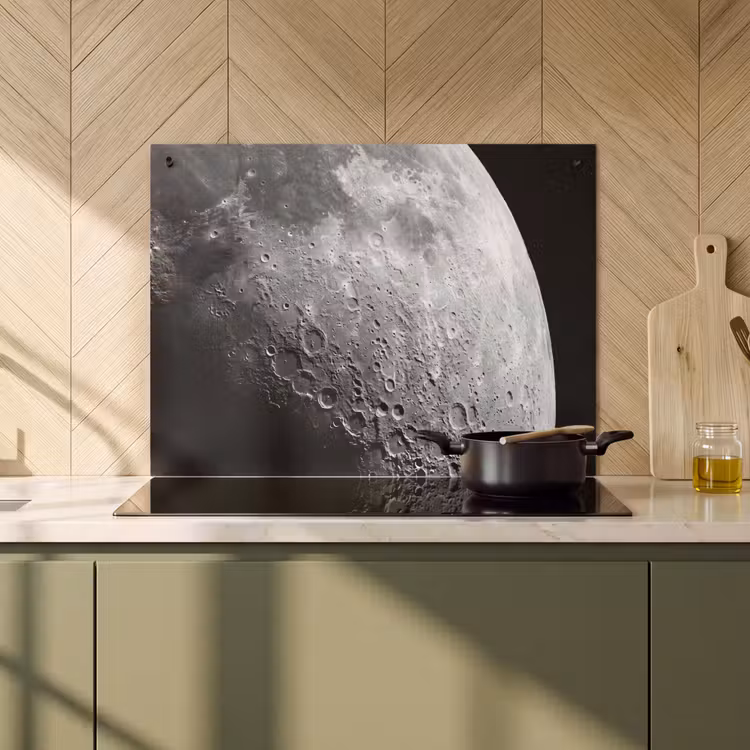 Inductie beschermer en spatscherm (2in1) - Maan - Kraters - Ruimte — 2