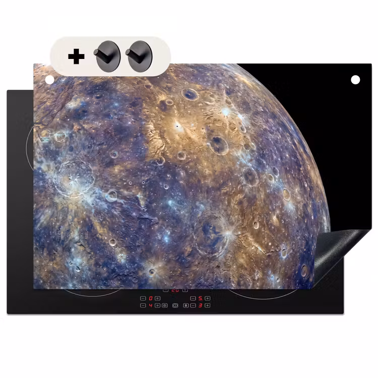 Inductie beschermer en spatscherm (2in1) - Planeet - Kraters - Ruimte — 1