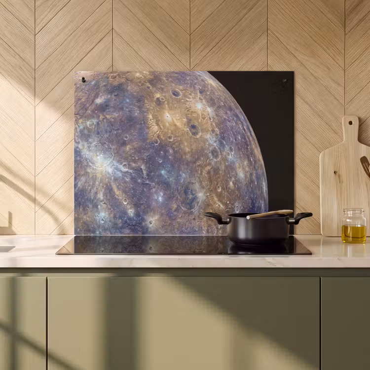 Inductie beschermer en spatscherm (2in1) - Planeet - Kraters - Ruimte — 2