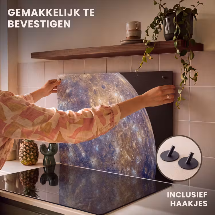Inductie beschermer en spatscherm (2in1) - Planeet - Kraters - Ruimte — 7