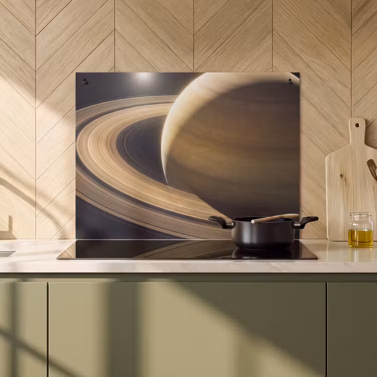Inductie beschermer en spatscherm (2in1) - Planeet - Ringen - Ruimte — 2