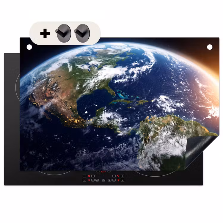Inductie beschermer en spatscherm (2in1) - Planeet - Ruimte - Kosmos — 1