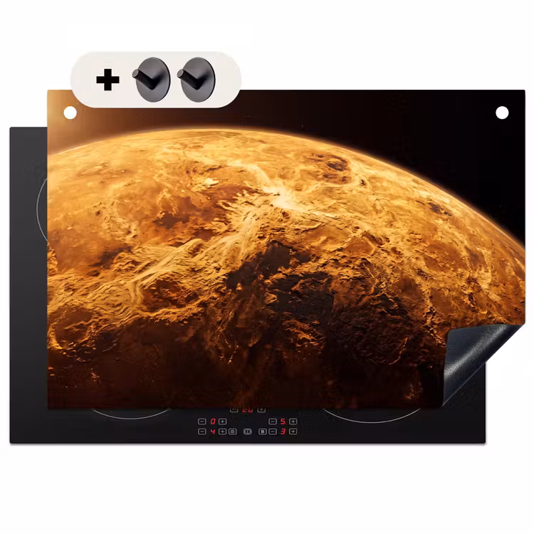 Inductie beschermer en spatscherm (2in1) - Planeet - Ruimte - Oranje — 1