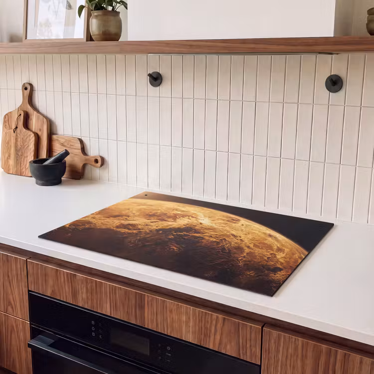 Inductie beschermer en spatscherm (2in1) - Planeet - Ruimte - Oranje — 3