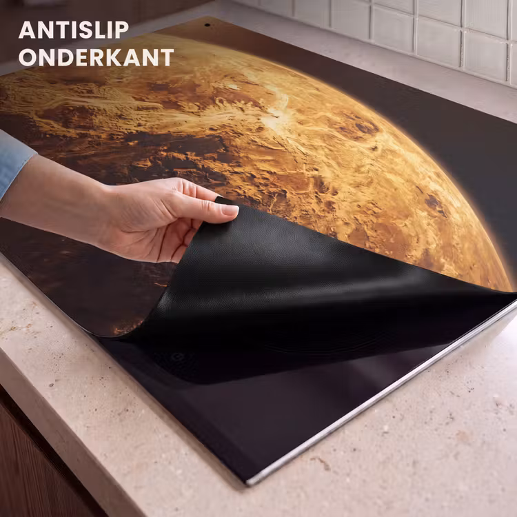 Inductie beschermer en spatscherm (2in1) - Planeet - Ruimte - Oranje — 4