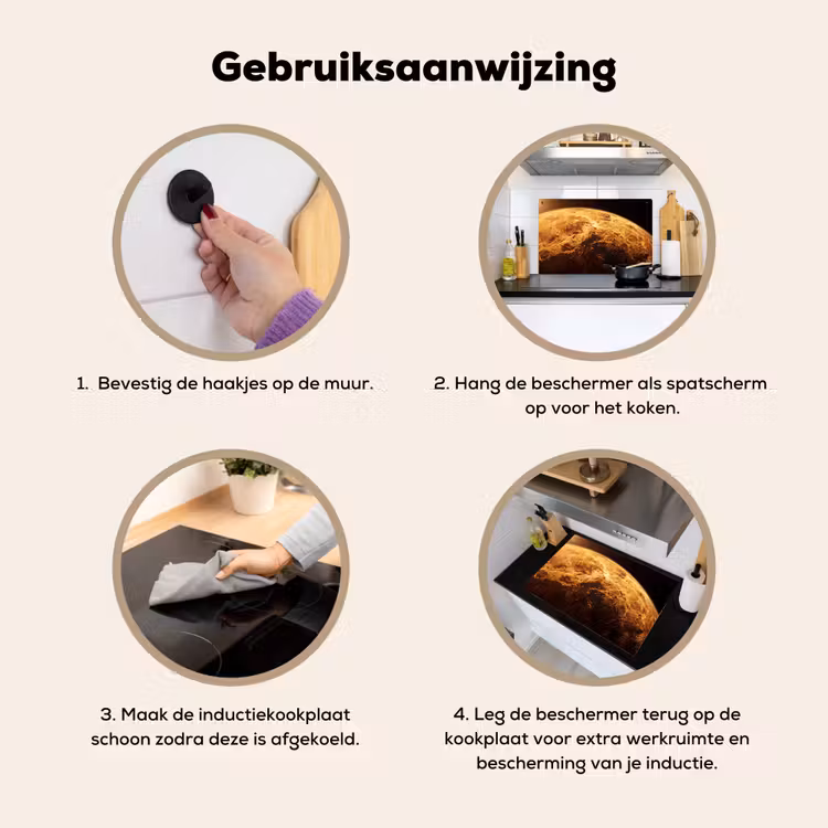 Inductie beschermer en spatscherm (2in1) - Planeet - Ruimte - Oranje — 6