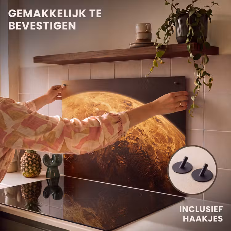 Inductie beschermer en spatscherm (2in1) - Planeet - Ruimte - Oranje — 7