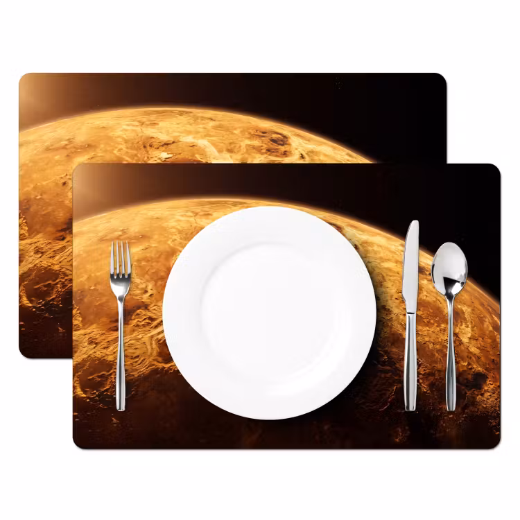 Placemat - 6 stuks - Planeet - Ruimte - Oranje — 2