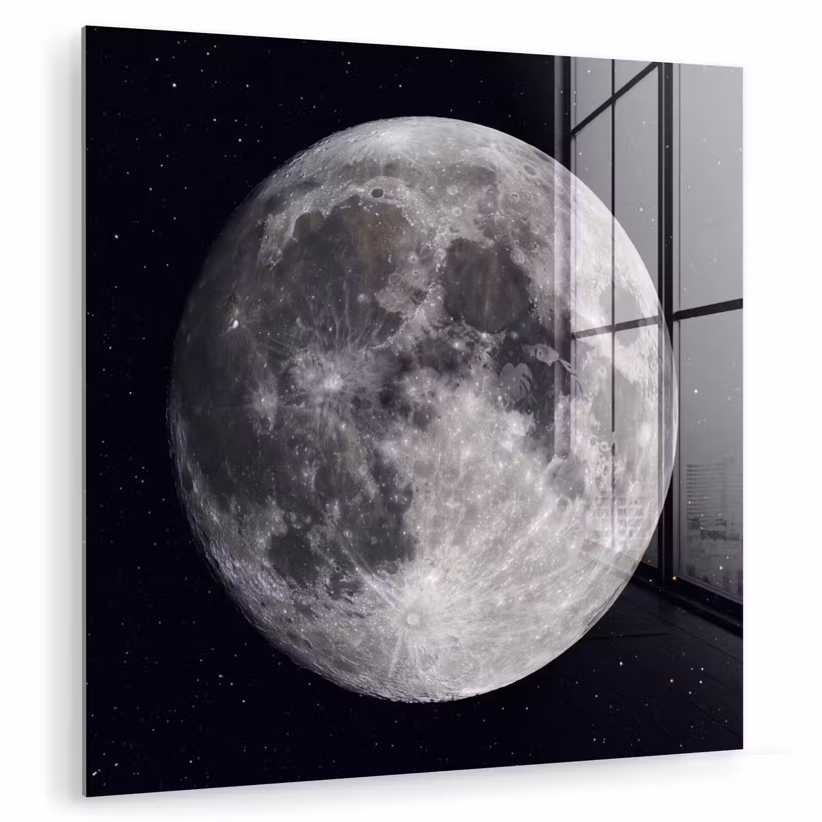 Glas schilderij - Maan - Sterren - Ruimte — 1