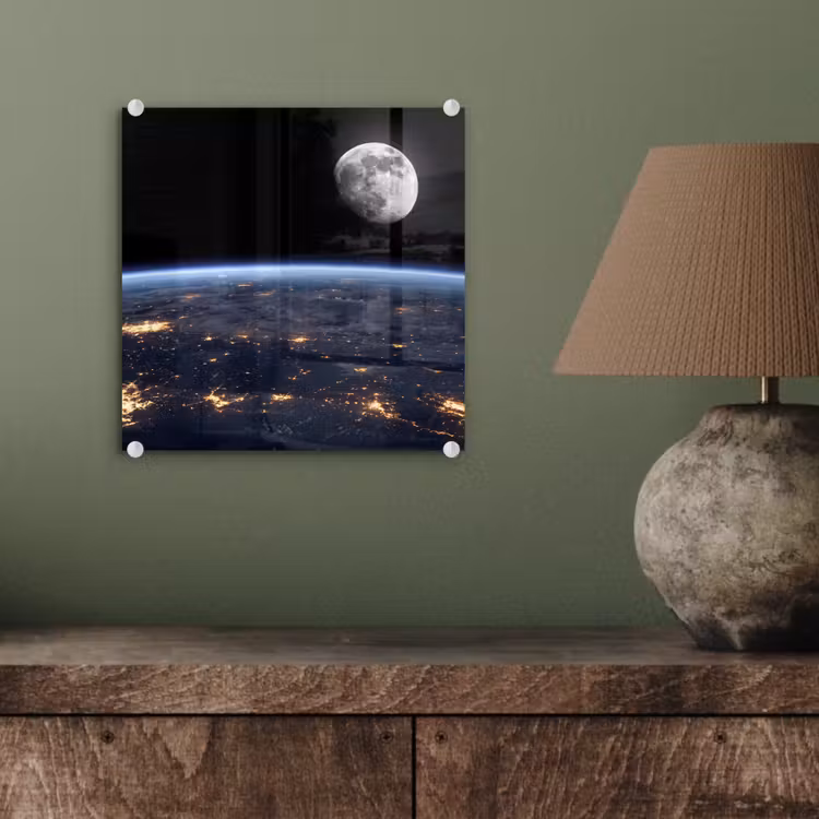 Glas schilderij - Aarde - Nacht - Ruimte — 4