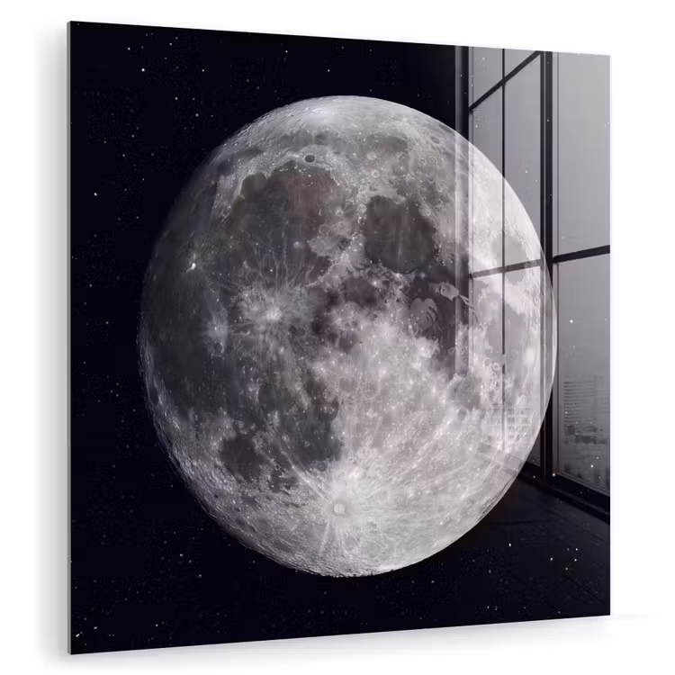Glas schilderij - Maan - Sterren - Ruimte — 1