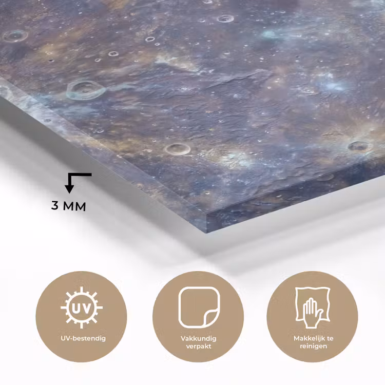 Glas schilderij - Planeet - Kraters - Ruimte — 3