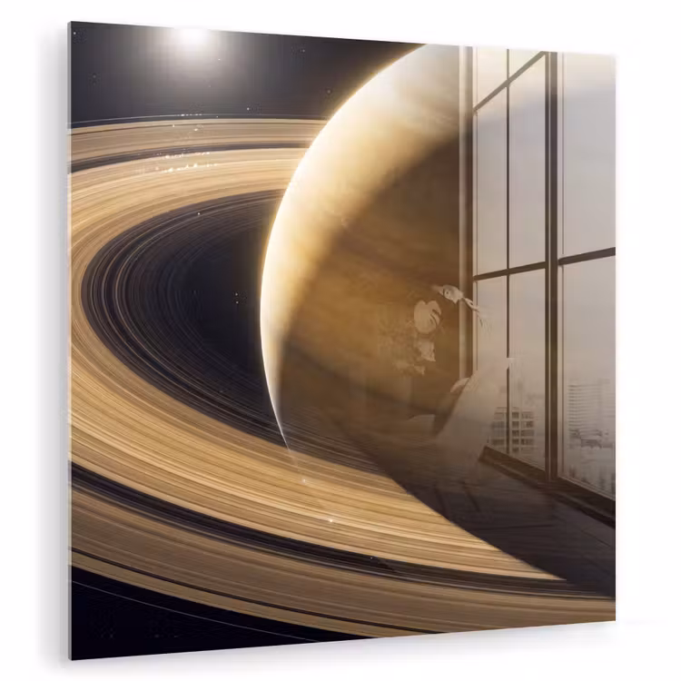 Glas schilderij - Planeet - Ringen - Ruimte — 1