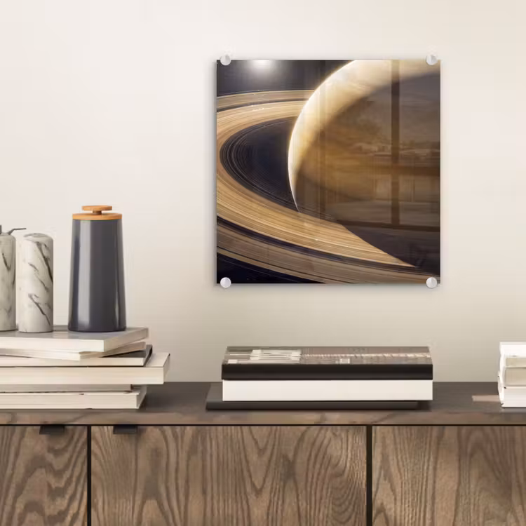 Glas schilderij - Planeet - Ringen - Ruimte — 2