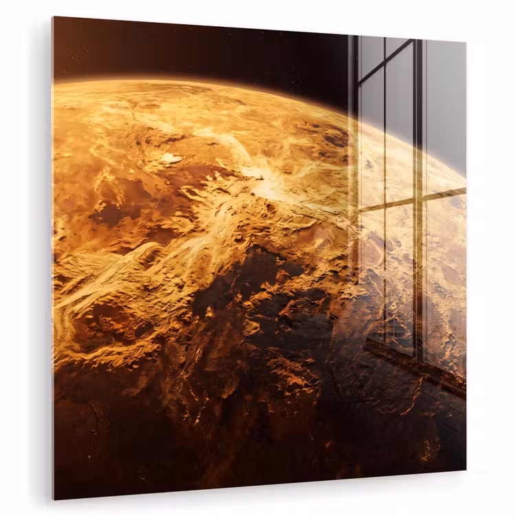 Glas schilderij - Planeet - Ruimte - Oranje — 1