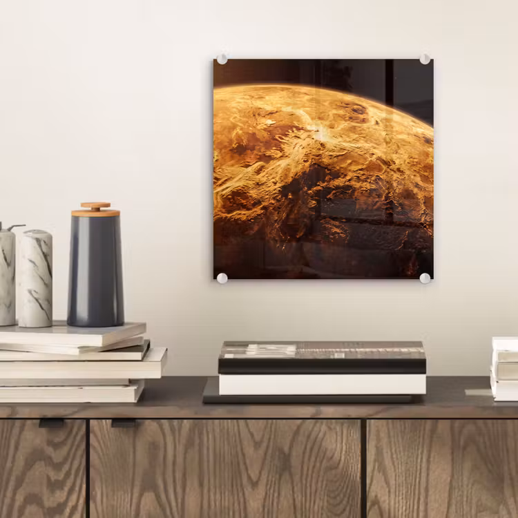 Glas schilderij - Planeet - Ruimte - Oranje — 2