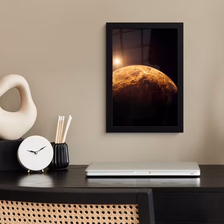 Poster met lijst - Planeet - Ruimte - Oranje — 2