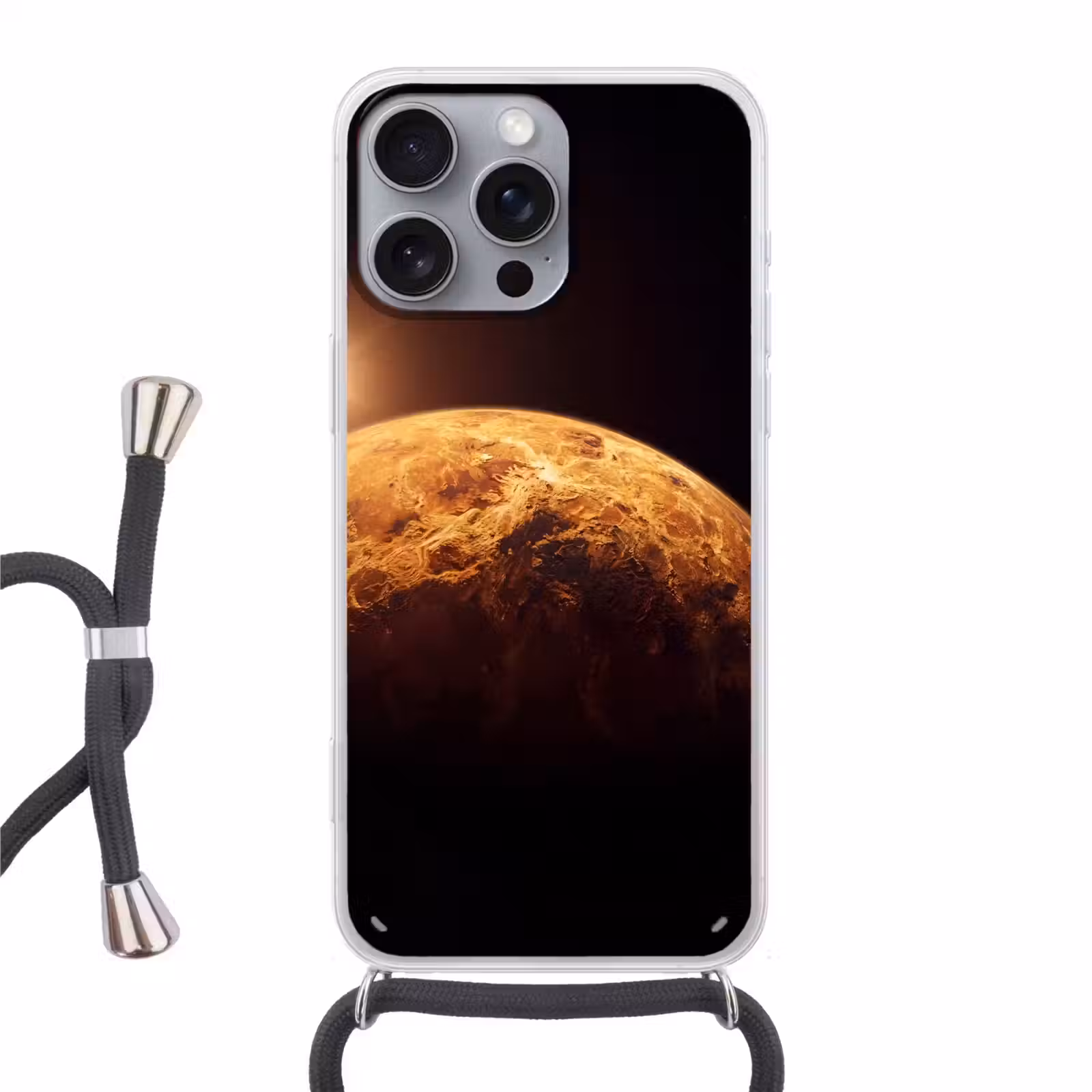 Telefoonhoesje met koord - Planeet - Ruimte - Oranje — 1