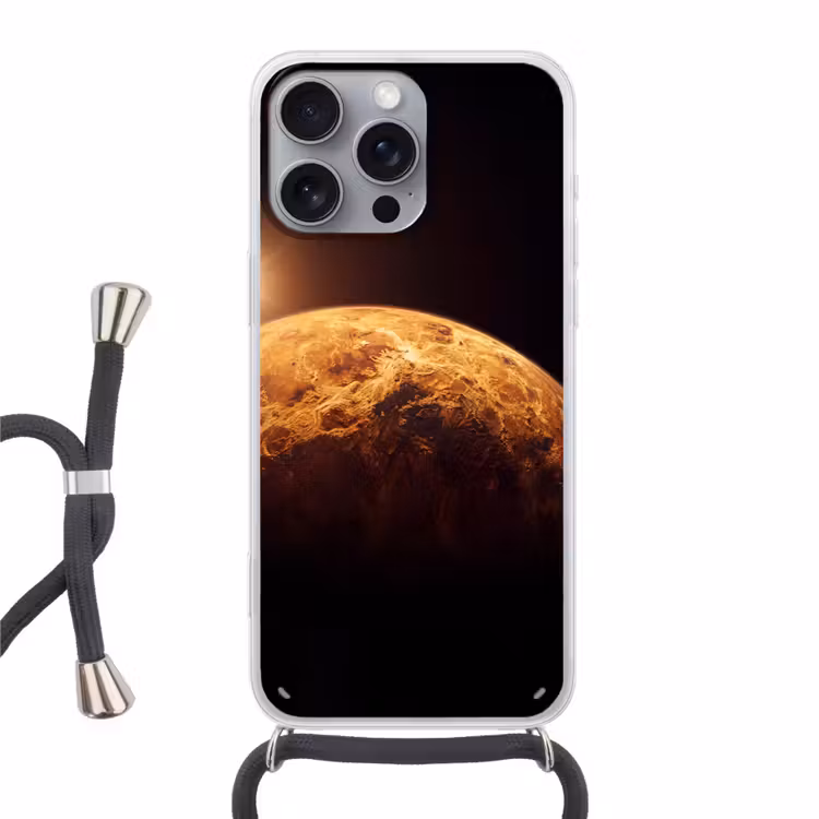 Telefoonhoesje met koord - Planeet - Ruimte - Oranje — 1