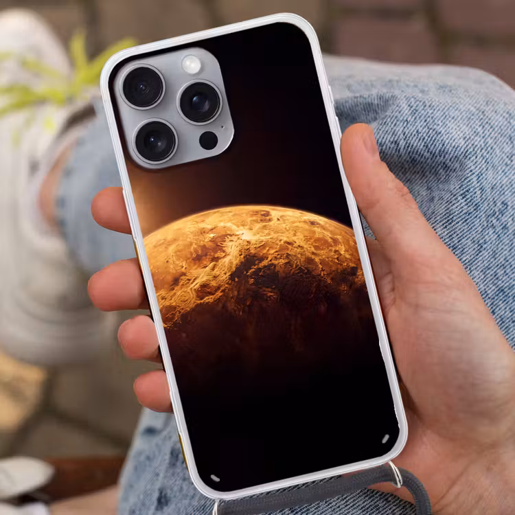 Telefoonhoesje met koord - Planeet - Ruimte - Oranje — 2