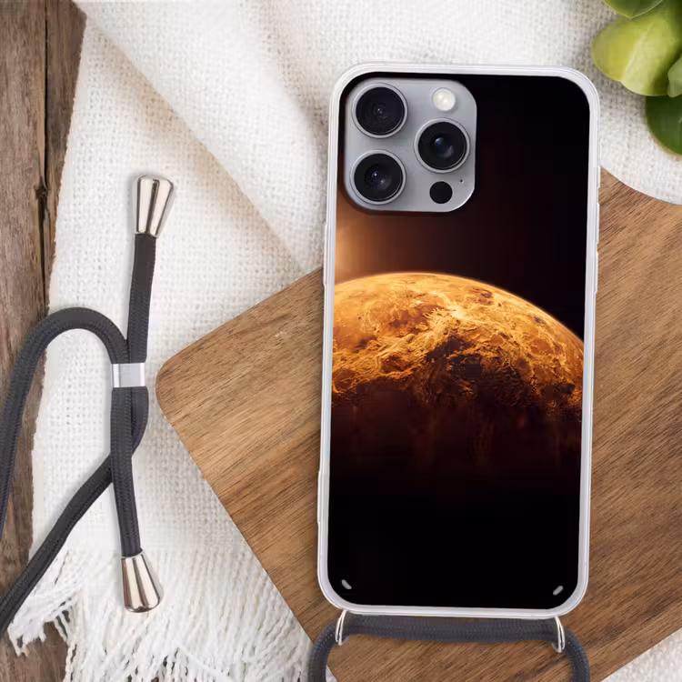 Telefoonhoesje met koord - Planeet - Ruimte - Oranje — 3