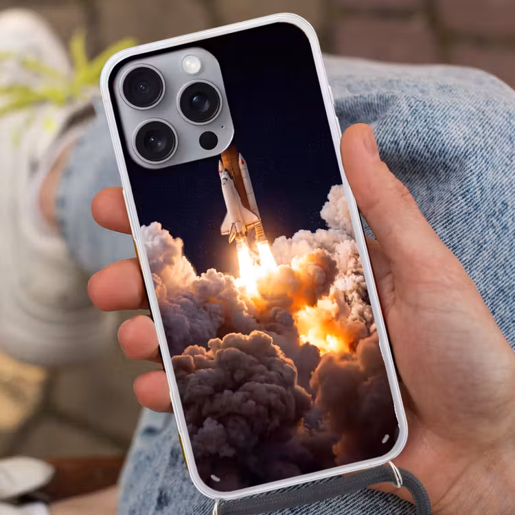 Telefoonhoesje met koord - Ruimtevaartuig - Lancering - Sterren — 2