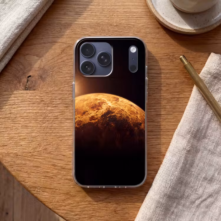 Telefoonhoesje Softcase - Planeet - Ruimte - Oranje — 2
