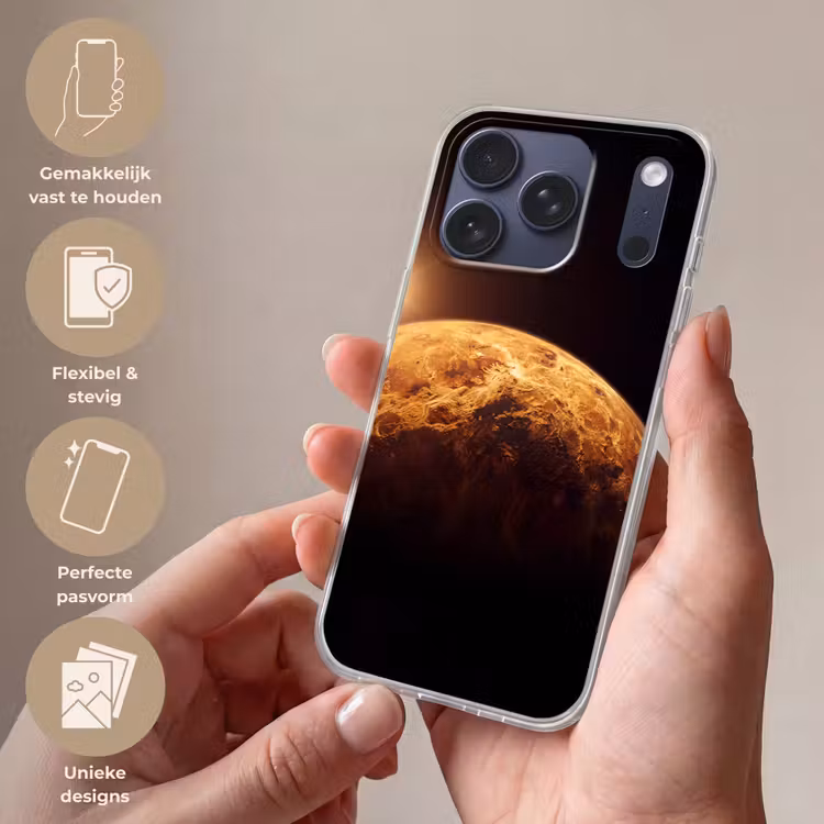 Telefoonhoesje Softcase - Planeet - Ruimte - Oranje — 4
