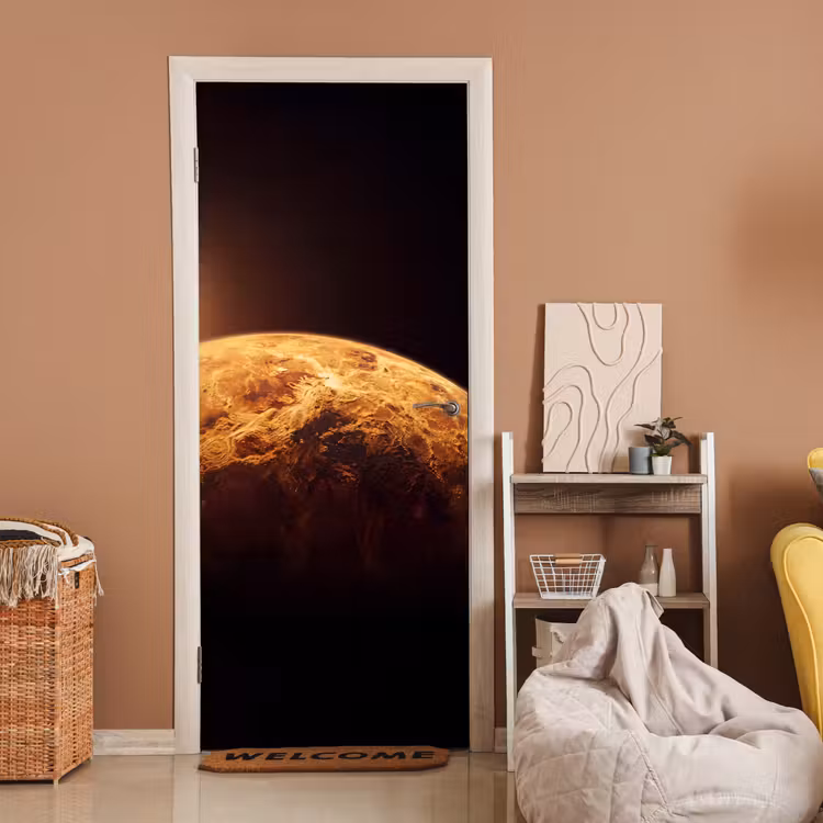 Deursticker - Planeet - Ruimte - Oranje — 2