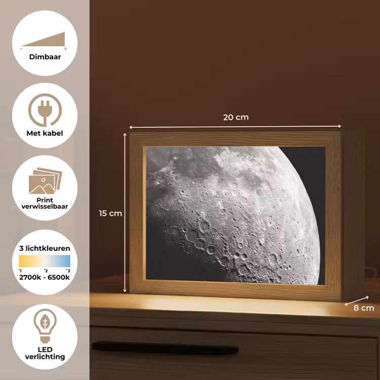 Lightbox - Wandlamp - Maan - Kraters - Ruimte — 9