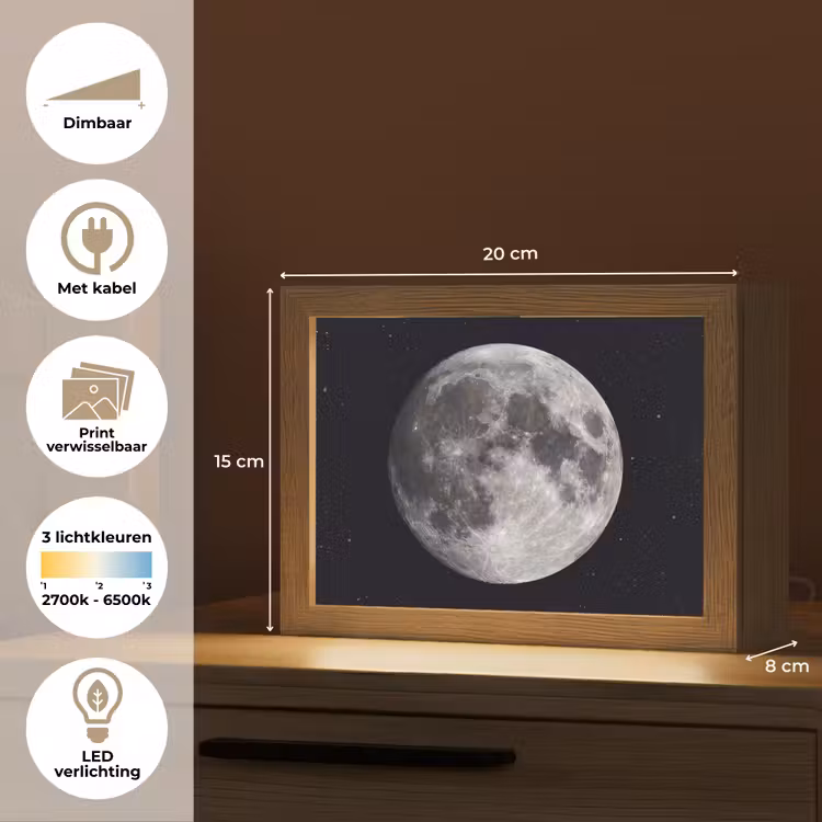 Lightbox - Wandlamp - Maan - Sterren - Ruimte — 9