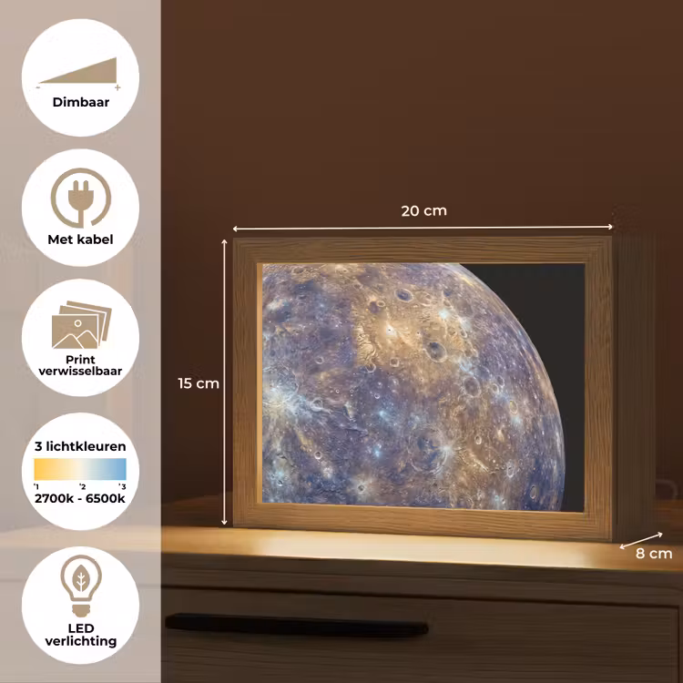 Lightbox - Wandlamp - Planeet - Kraters - Ruimte — 9