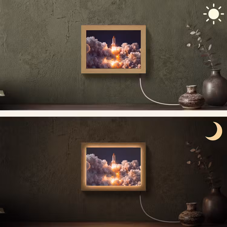 Lightbox - Wandlamp - Ruimtevaartuig - Lancering - Sterren — 3