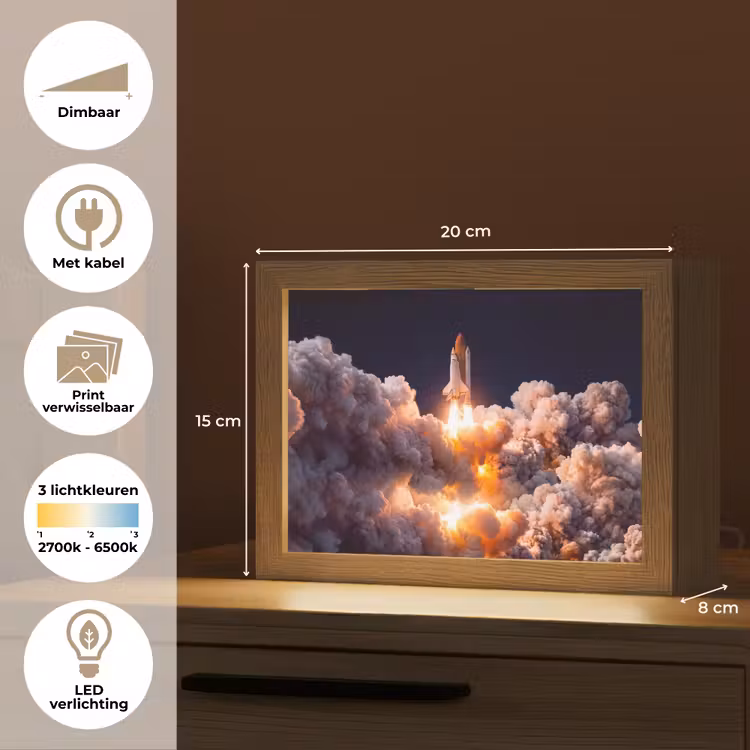 Lightbox - Wandlamp - Ruimtevaartuig - Lancering - Sterren — 9