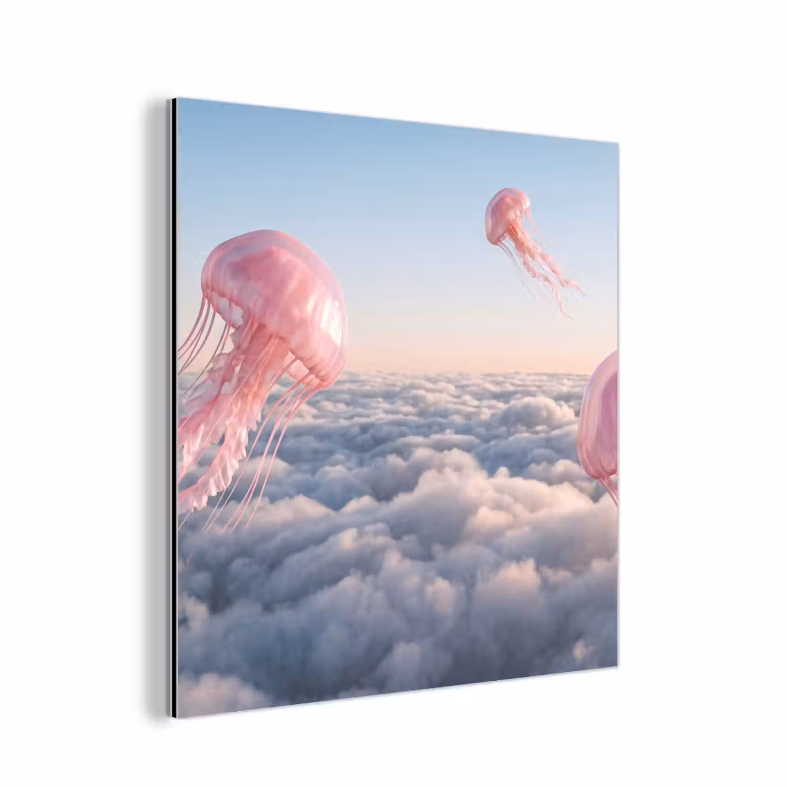 Aluminium schilderij - Roze dier - Wolken — 1